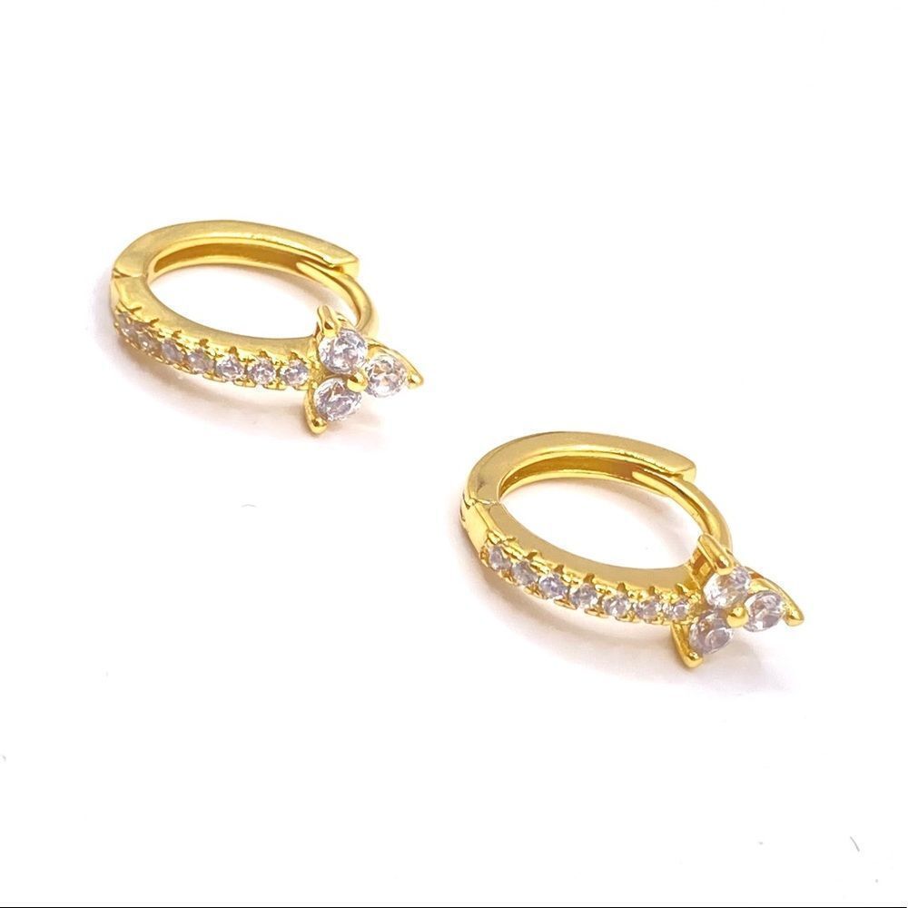 Gold Cubic Zirconia Huggie Hoop Earrings